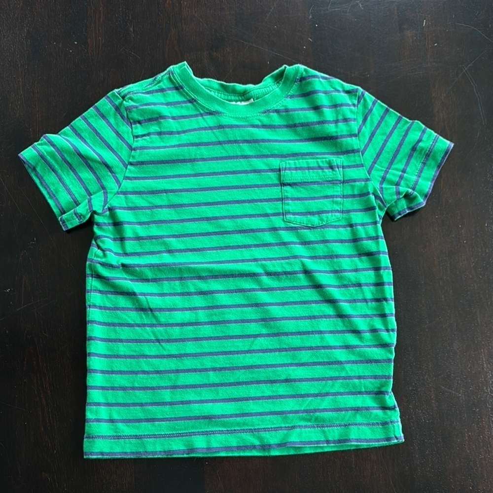 Hanna Andersson Green and Blue Short Sleeve Tee with Classic Stripes